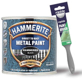 Hammerite Hammered Black Metal Paint 250ml With 1" Paint Brush